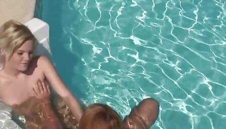 Hot summer fuck by the pool his stepsister and BFF fuck stepbrother on the lawn