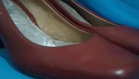 Shoes worn by a beautiful flight attendant