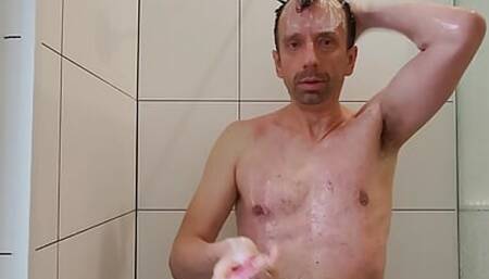 Sexy lickable and suckable cock in the shower