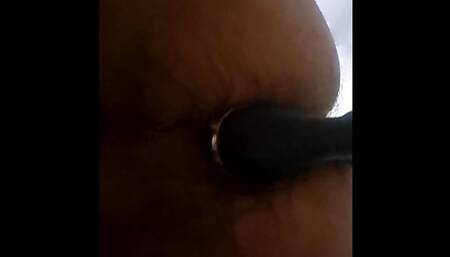 Hairy blind with horniness. Anal masturbation, cock, feet and dildo and a lot of loud moaning.