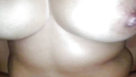 Brunette - brazilian - amateur - big natural tits - homemade - cowgirl - POV