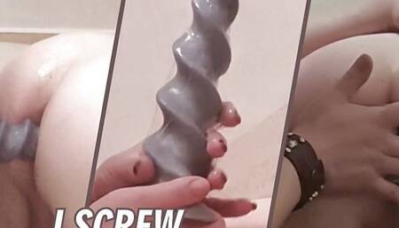 Girl Screws a Huge Bolt Into Her Neighbor's Ass