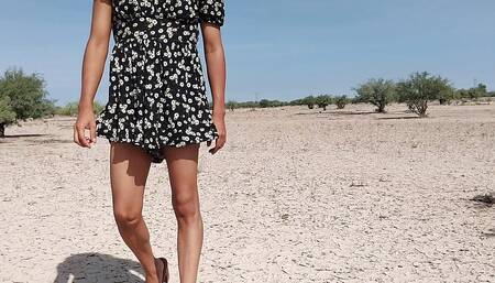 Femboy Ladyboy Slut Strips Naked In Public With Mini Skirt High Heels And Plug In Ass Very Hot