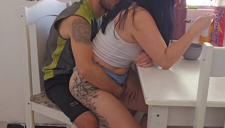 The stepdaughter wanted something more for breakfast, so I gave her raw sausage