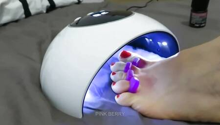 Red Toe Nail Polish Application