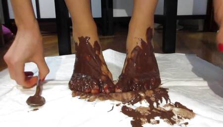 My Feet with Varnished Nails, All Covered with Chocolate Cream
