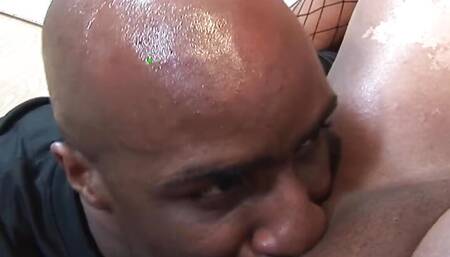 Thick Ebony Creaming on Cock