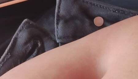 At the mechanic rubbing my belly button while im sitting waiting