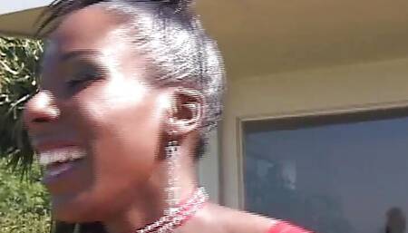 Ebony has anal sex with black guy and short haired babe joins her so they can swap his cum