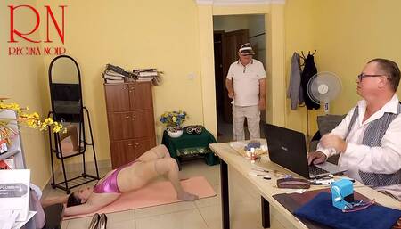 Yoga time in the office. Regina Noir Scene 5