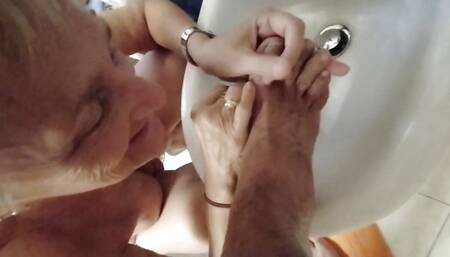 Foot pissing and licking then cumshot and ass licking