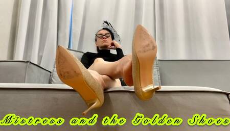 WORSHIP THE GOLDEN SHOES OF THE MISTRESS IN BLACK 1080