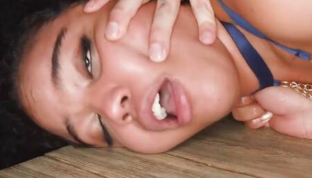 Brunette's kitchen sex slurping blowjob. Enjoy wonderful hard-core porn.