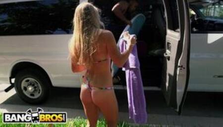 Sexy Blonde Amateur Surfer, Sunny Stone, Fucked On The Bang Bus