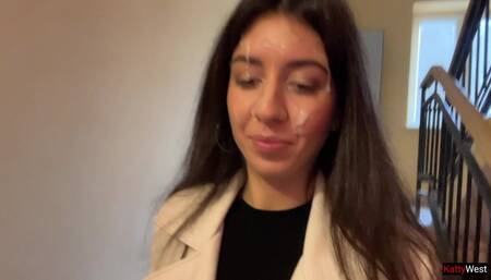Wife Goes to Supermarket with Cum on Her Face From Lover - Cumwalk