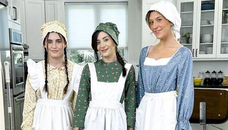 Natalie Brooks and Addison Vodka are fucking with a shared penis