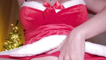 Little slut begs for cock. POV Dirty Talk from blonde with big tits and Wet Pussy Close-up. New Year Masturbation of a Hot Girl