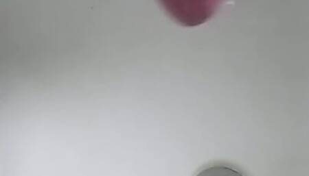 Jerking at the bathroom, with happy music