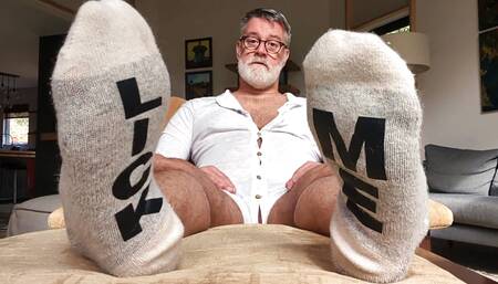 Give in and stroke to Sir's big, beefy toes