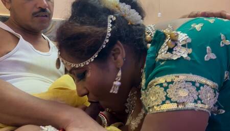 Suhag rat--- Frist night after marriage -- newly bride eating cum like a bitch