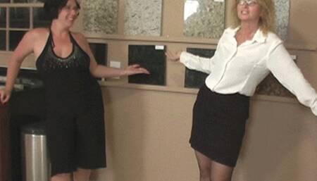Mandy And Cathy Blow Customer In Showroom! (wmv)