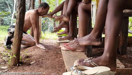 GODDESS SANDRA - GODDESS SABRINA - GODDESS SASHA - GODDESS STEFANIA - GODDESS MARINA - SLAVE PHIL - FOOT SLAVE FOR STUDENTS, OUTDOOR HUMILIATION AND TRAINING FOR SUB - VALET DE PIEDS POUR ETUDIANTES, HUMILIATIONS & DRESSAGE DE SOUMIS EN EXTERIEUR - FULL