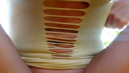 Extreme close up public peeing