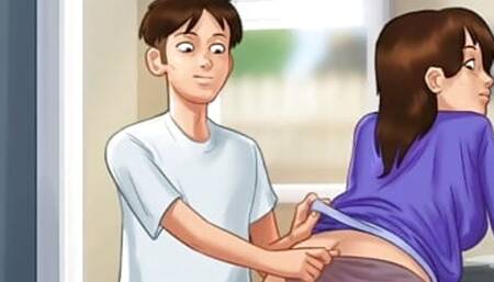 Sex with stepsister and neighbour.(summer time saga game)