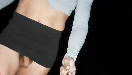 Sexy she Walking home in the cold with no knickers