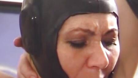 German slut in Latex outfit spanked hard by master