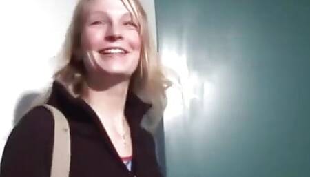 Horny Blonde Lady Stuffing a Dildo Deep Inside Her