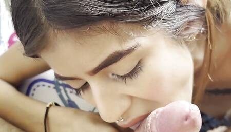 My stepsister makes me a deep throat until I in her mouth