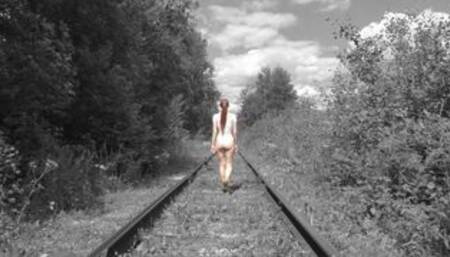 Public sex with a young redhead tight pussy. Cumshot on her face + original FoxGirl song.