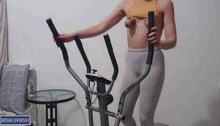 Submissive Slut Task: Tied Tits Gym Aerobics - Colored version