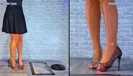 Trample Games 2: Tap Out or Passs Out - Piercing The Cum From His Balls Between My Spikey Stilettos - Split Cam