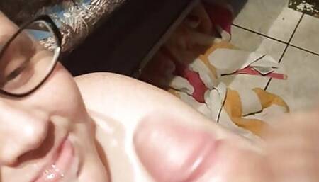 My sexy bbw sucking my cock and swallowing my cum