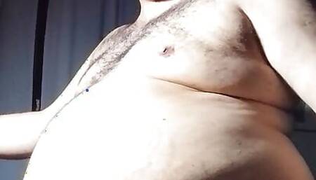 Fat man eating like pig