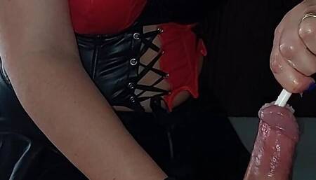 Homemade extrem sounding, handjob and cumshot.