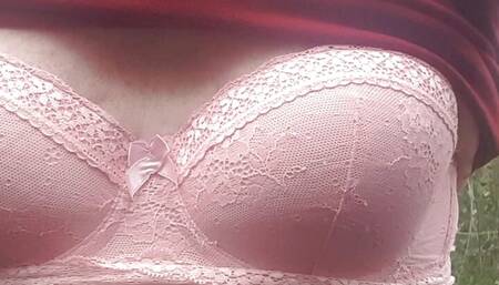 Black knickers. Pink bra