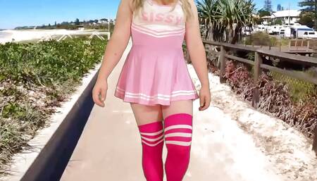 Cheerleader Shemale Crossdresser walk
