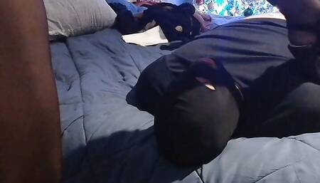 Secretary in pantyhose and heels teases her boss with erotic games and facesitting