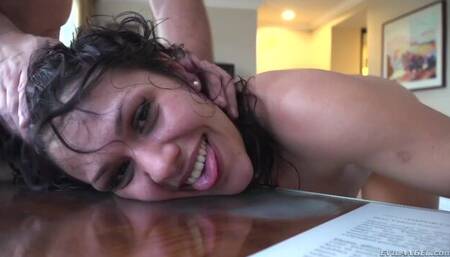 Sweet hardcore fuck with a long-legged brunette Samia Duarte
