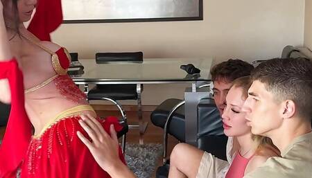 Foursome Sex with my friend Jimmy, my Blonde Girlfriend and a Bellydancer
