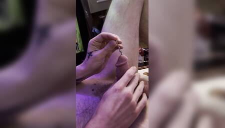 Lots of pre cum dripping down cock during a good sounding