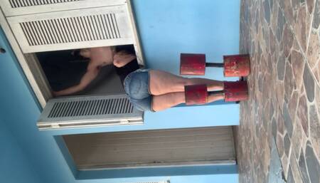 I put the slut to suck me through the bedroom window