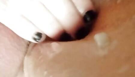 Morning dildo and cum as a lube