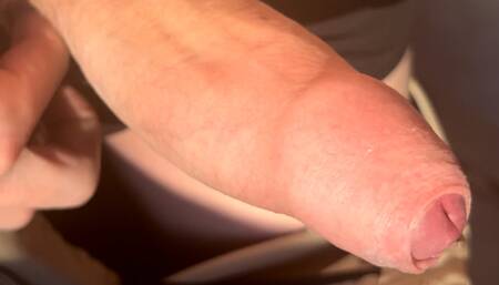 Thick uncut cock masturbation