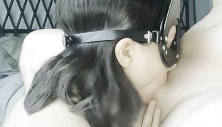 Horny girl drops to her knees and sucks boyfriend for a pulsating oral creampie