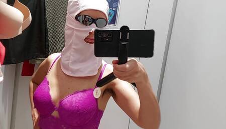 Hairy Latina Pussy Trying on Clothes In Bed. Naughty sexy milf tries on naked clothes.