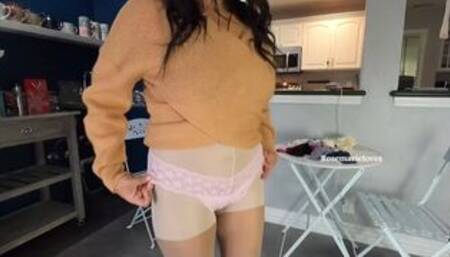 10 pairs of thongs try on layering pantyhose fetish ,youtuber